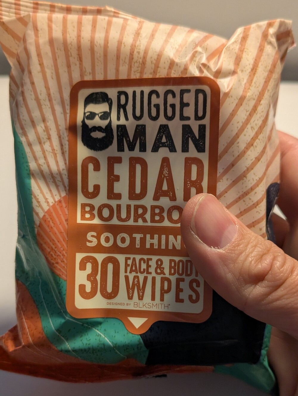 Rugged Man Cedar Bourbon Soothing Face & Body Wipes 30 Count Blksmith